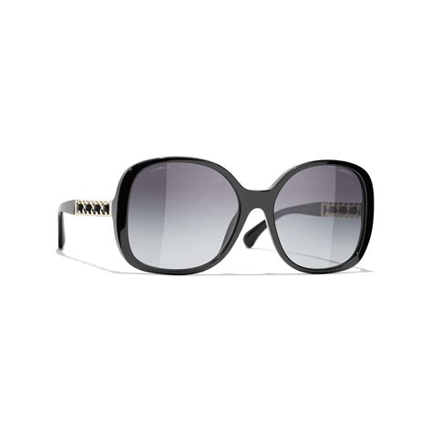 CHANEL Sunglasses: Square Sunglasses, acetate & calfskin — 